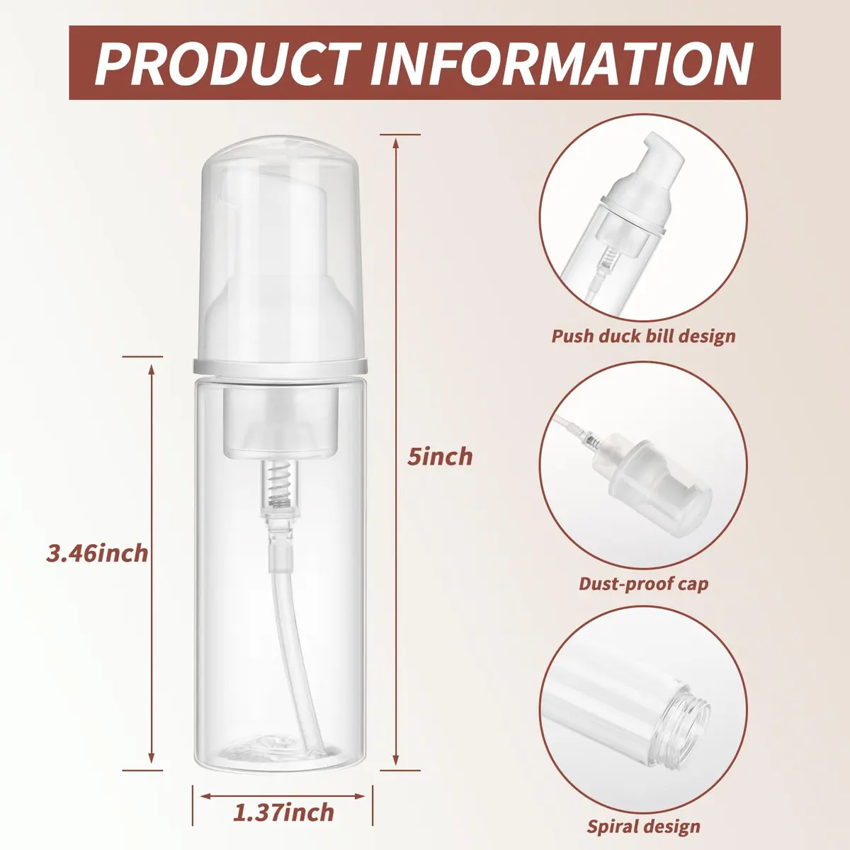 JIUZHU 10 Pcs 2oz (60ml) Clear PET Foaming Soap Pump Bottles | BPA-Free for Travel & Cosmetics - view 2