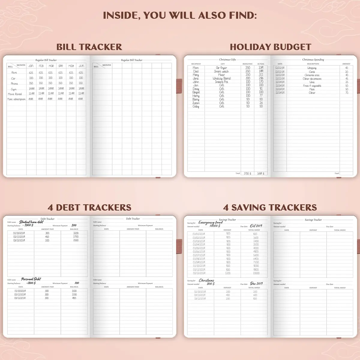 Legend Budget Planner Undated Monthly Budgeting & Bill Book Rose Gold A5 (5.5 x 8.3 in) | Organize Finances & Track Spending - view 5