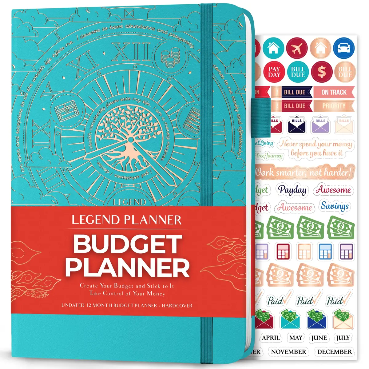 Legend Budget Planner Undated Monthly Budgeting & Bill Book Turquoise A5 (13.97cm x 21.08cm) - main product image