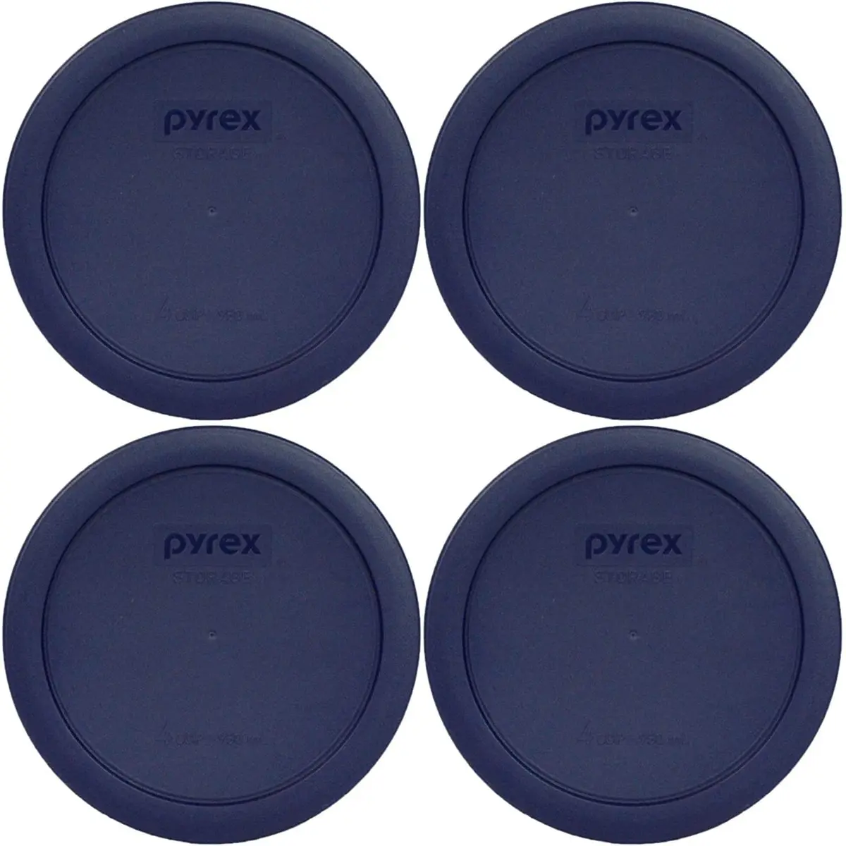 Pyrex 7201-PC 4-Cup Blue Food Storage Lid (4-Pack) 16.7cm x 16.7cm | Airtight Seal for Pyrex Bowls - main product image