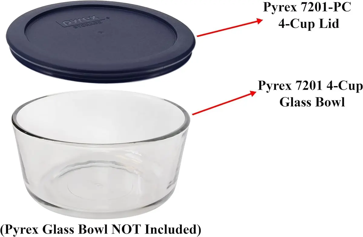 Pyrex 7201-PC 4-Cup Blue Food Storage Lid (4-Pack) 16.7cm x 16.7cm | Airtight Seal for Pyrex Bowls - view 3