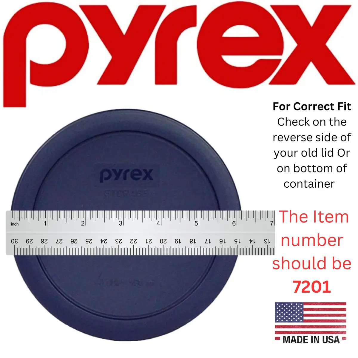 Pyrex 7201-PC 4-Cup Blue Food Storage Lid (4-Pack) 16.7cm x 16.7cm | Airtight Seal for Pyrex Bowls - view 4
