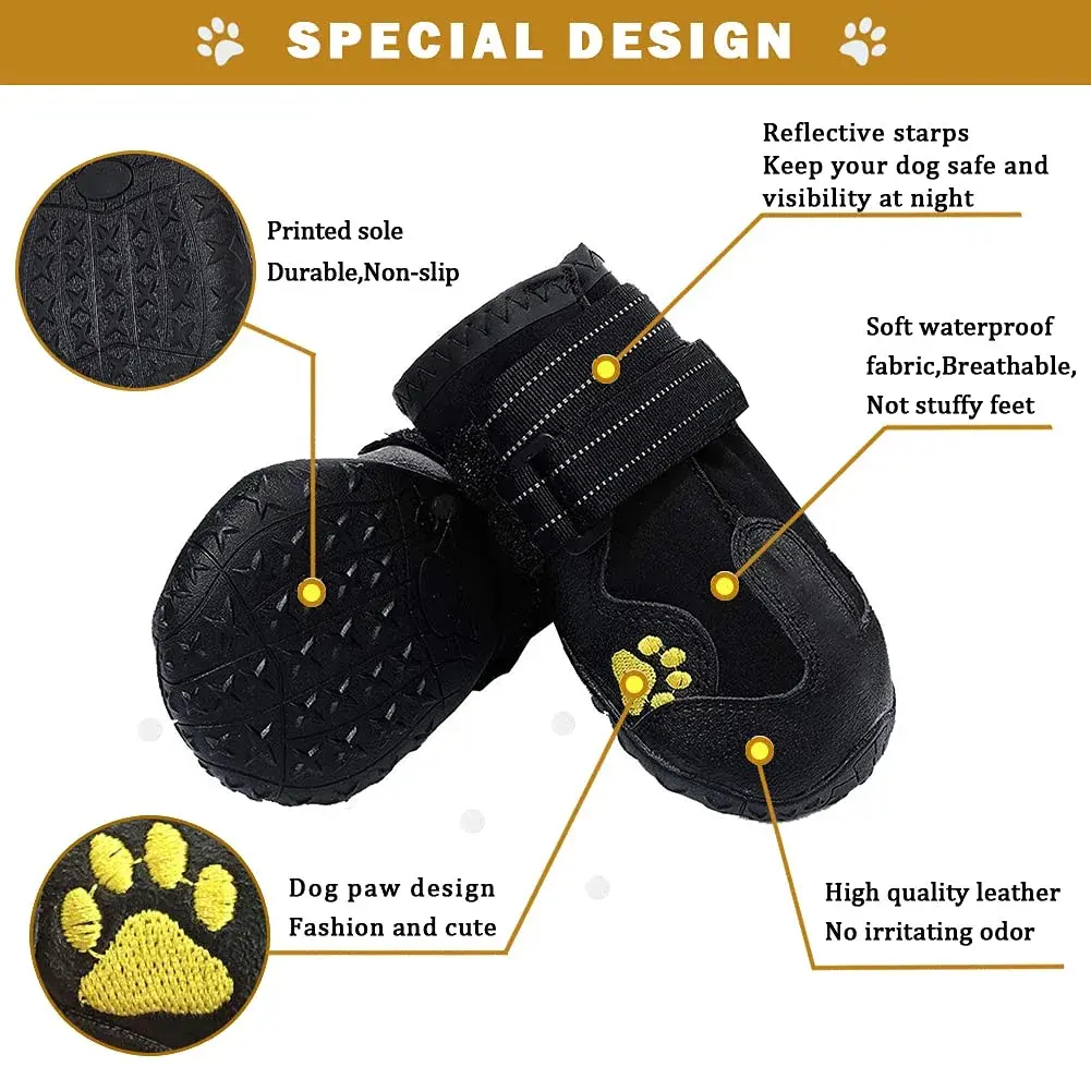 PK.ZTopia Waterproof Dog Boots Size 5 (2.76"x2.56") | Rugged Anti-Slip Sole for Medium-Large Dogs - view 2