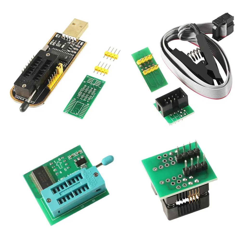 ACEIRMC SOIC8 SOP8 Test Clip For EEPROM 93CXX / 25CXX / 24CXX + CH341A 24 25 Series USB Programmer Module Kit (1 sets) - main product image