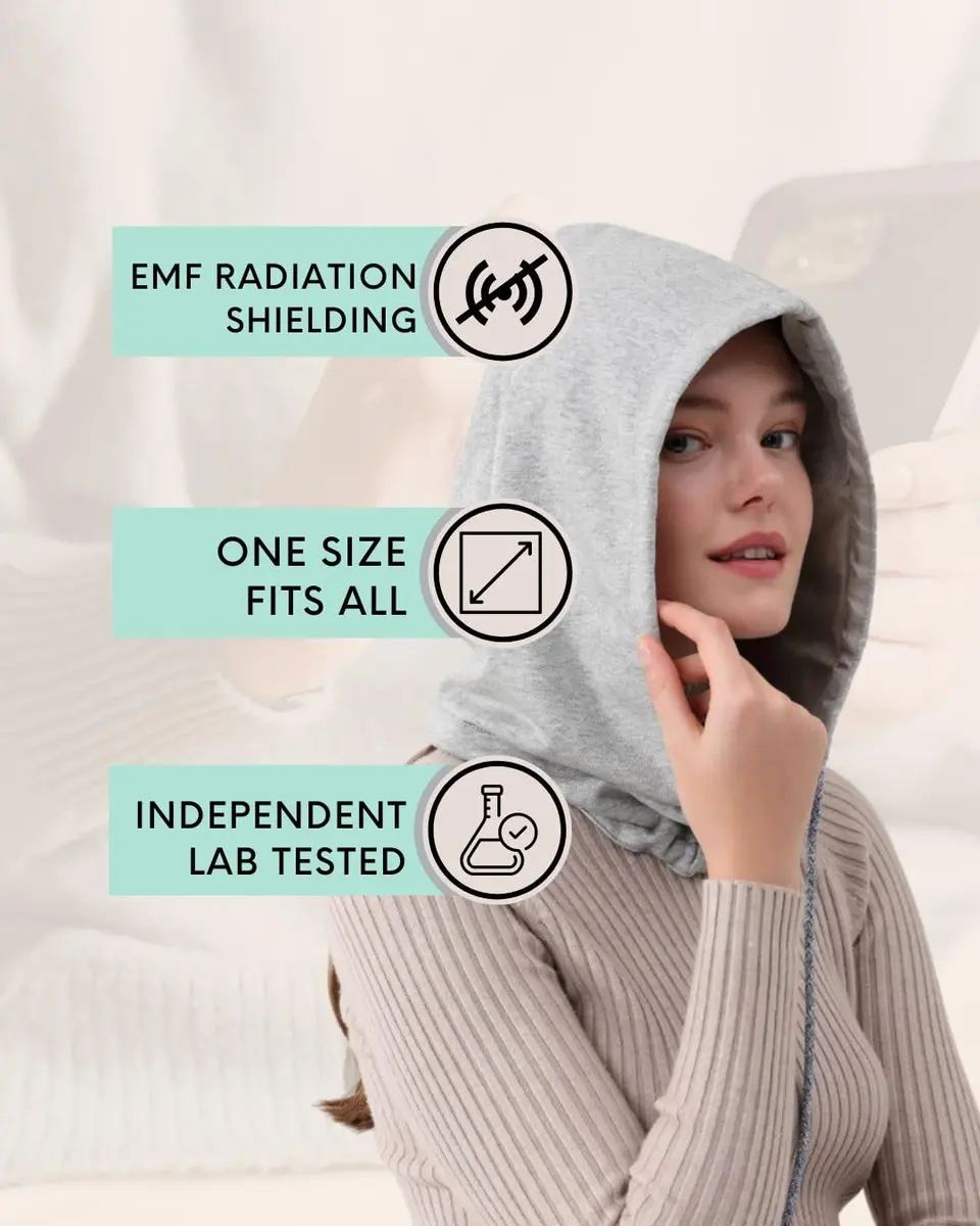 Radia Smart EMF Protection Hood, Grey | 99% RF Shielding, All Ages, Comfortable Fit - view 2