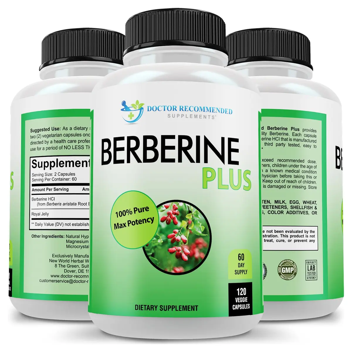 DOCTOR RECOMMENDED SUPPLEMENTS Berberine Plus 1200mg | 120 Veggie Capsules with Royal Jelly for Healthy Support - view 5