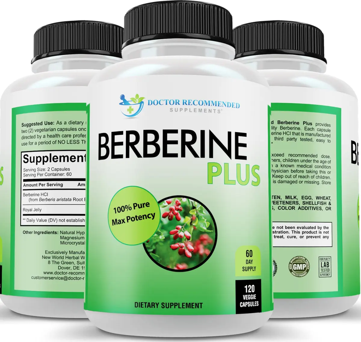 DOCTOR RECOMMENDED SUPPLEMENTS Berberine Plus 1200mg | 120 Veggie Capsules with Royal Jelly for Healthy Support - main product image