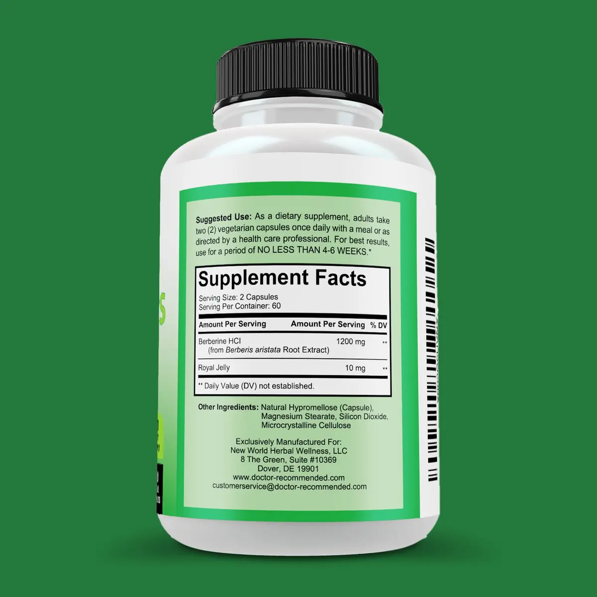 DOCTOR RECOMMENDED SUPPLEMENTS Berberine Plus 1200mg | 120 Veggie Capsules with Royal Jelly for Healthy Support - view 2