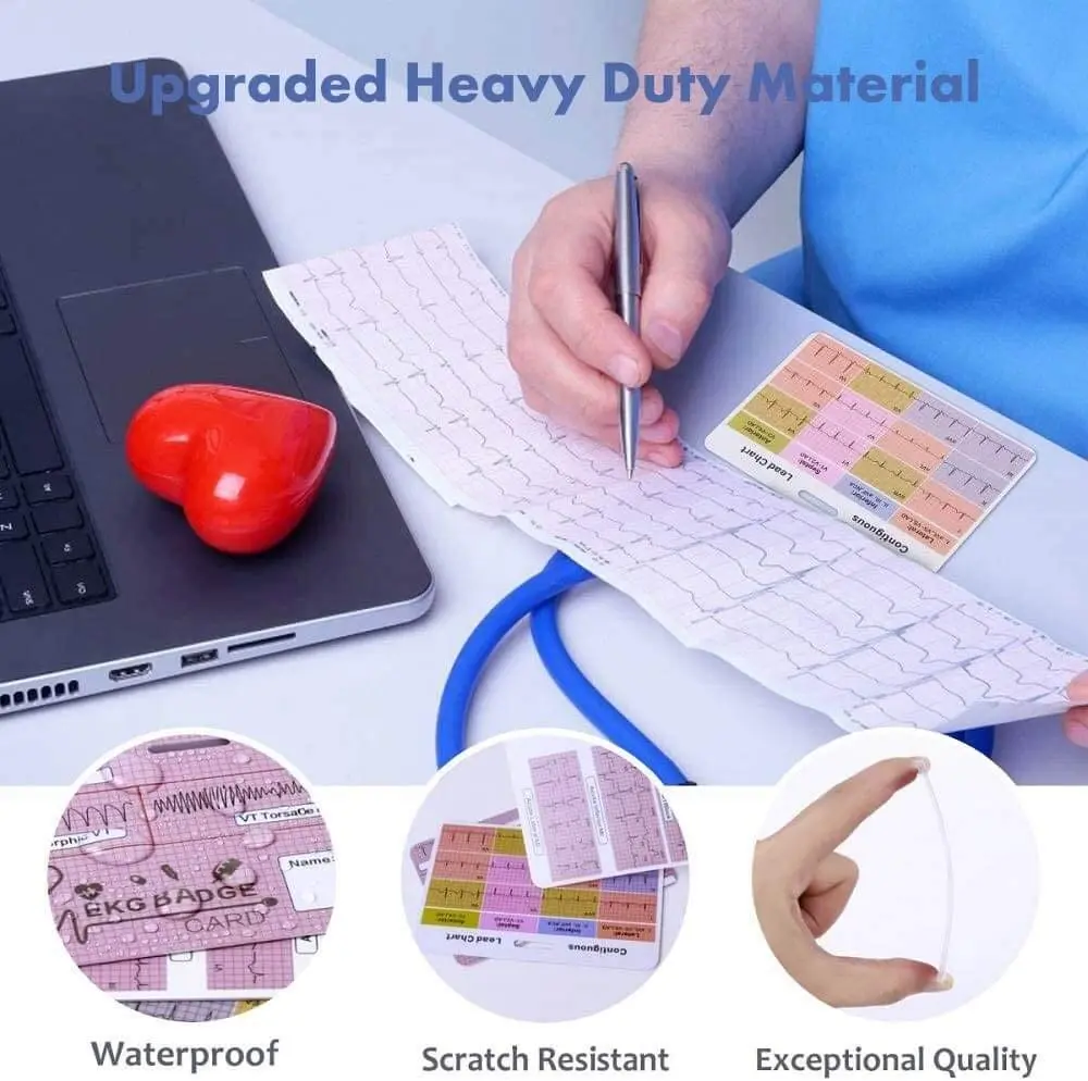 Lisol EKG Badge Card Paramedic Nurse ECG Reference Tool 3.54×2.36 inches | Waterproof PVC - view 5