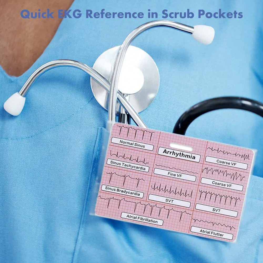 Lisol EKG Badge Card Paramedic Nurse ECG Reference Tool 3.54×2.36 inches | Waterproof PVC - view 6