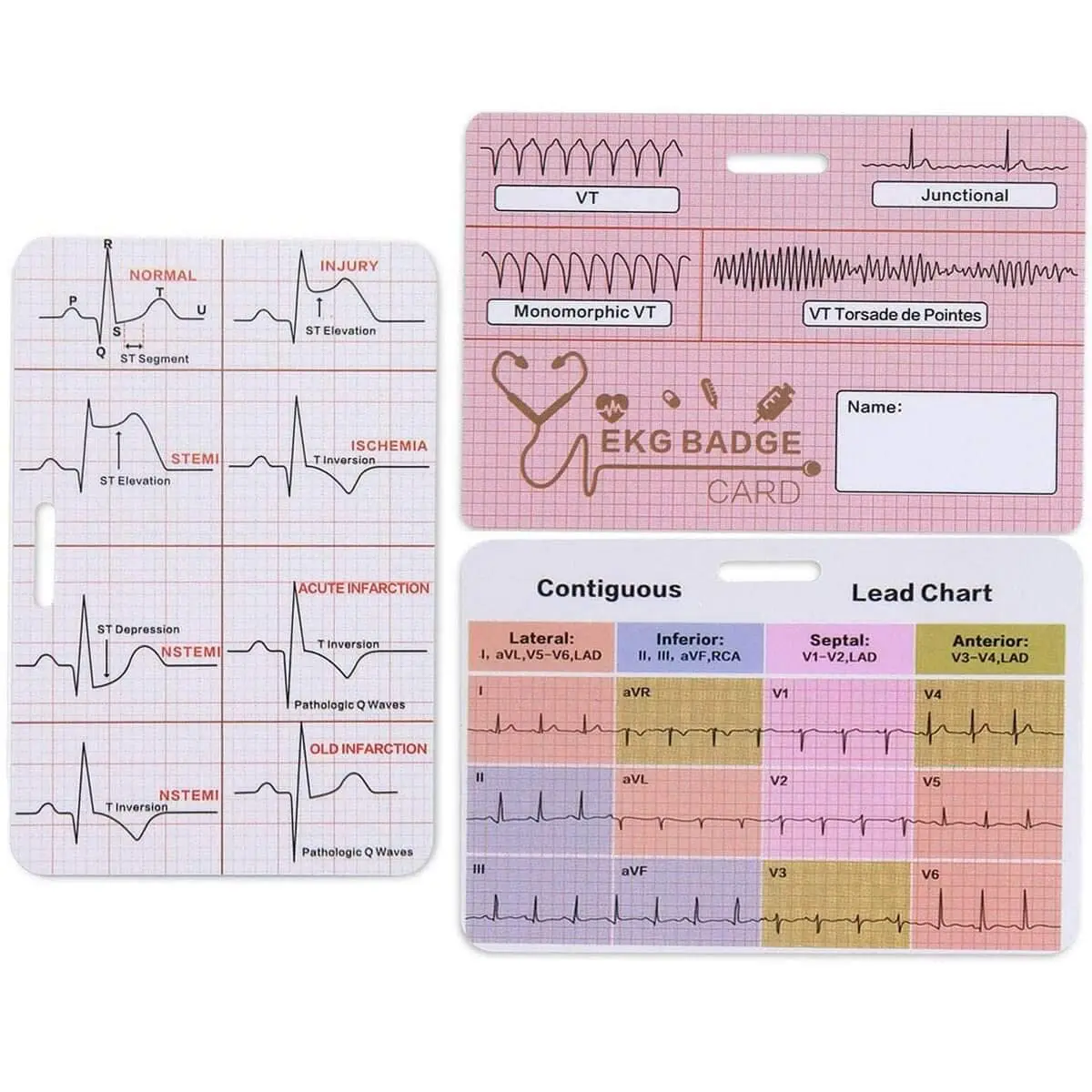 Lisol EKG Badge Card Paramedic Nurse ECG Reference Tool 3.54×2.36 inches | Waterproof PVC - view 7