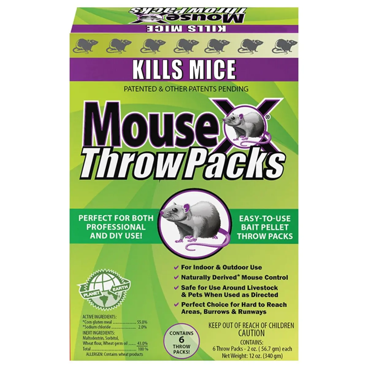MouseX Rodent Control Bait Pellet Throw Packs for Rats & Mice – Poison Free, Pet Safe | Indoor & Outdoor Use Pellets |6 Throw Packs - main product image