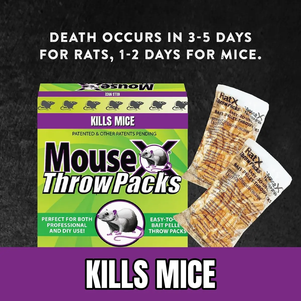 MouseX Rodent Control Bait Pellet Throw Packs for Rats & Mice – Poison Free, Pet Safe | Indoor & Outdoor Use Pellets |6 Throw Packs - view 3