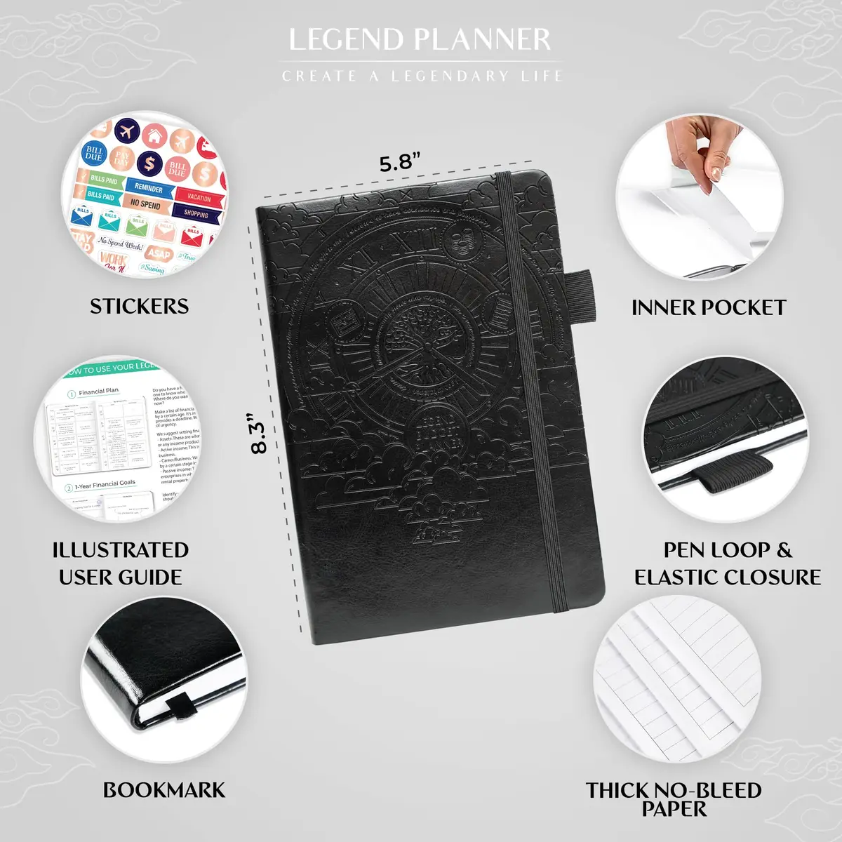 Legend Planner Budget Planner Undated Monthly Budgeting & Bill Book Black A5 (14cm x 21cm) | Goal Setting & Financial Control - view 2