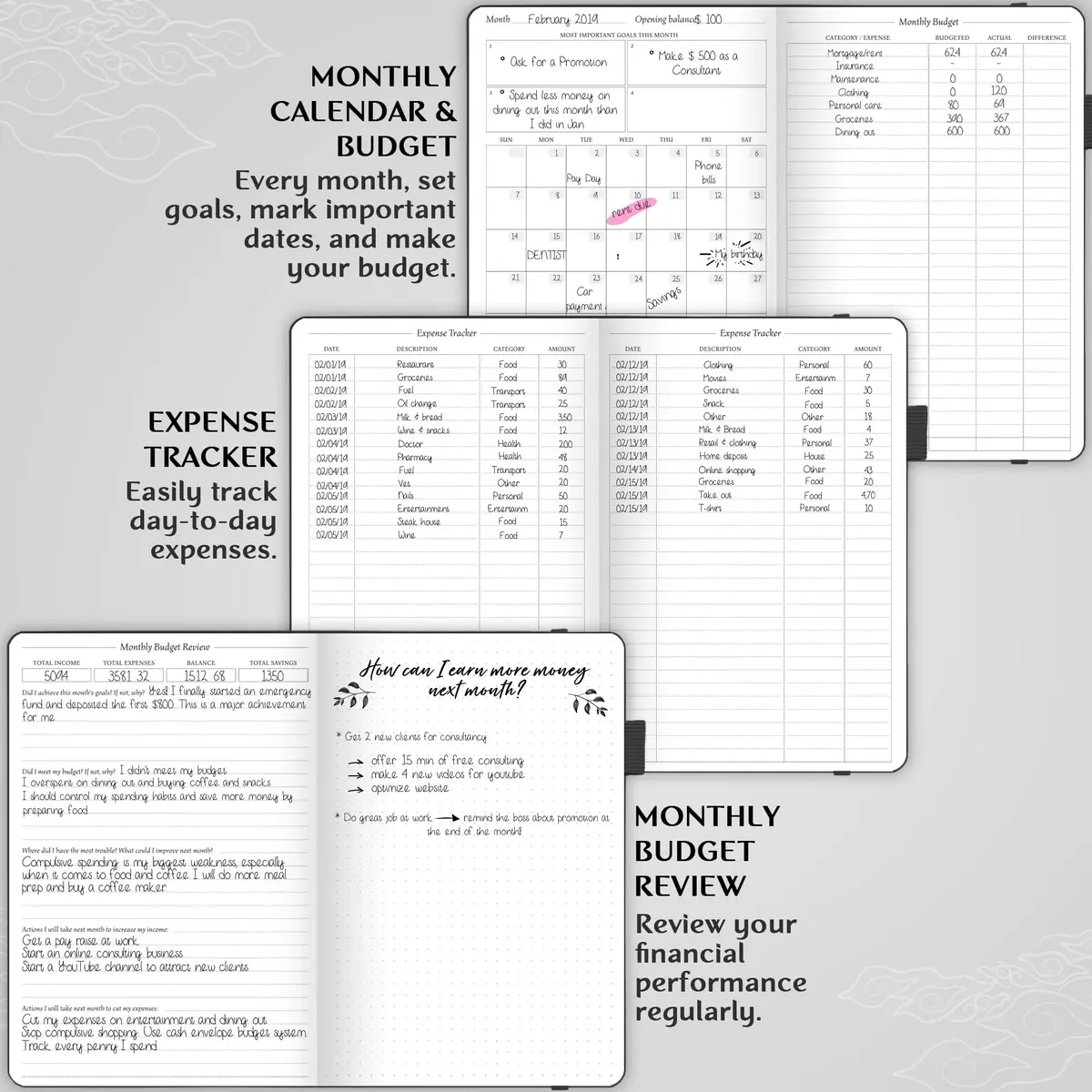 Legend Planner Budget Planner Undated Monthly Budgeting & Bill Book Black A5 (14cm x 21cm) | Goal Setting & Financial Control - view 4