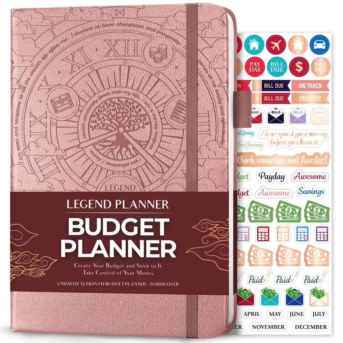Legend Budget Planner Undated Monthly Budgeting & Bill Book Rose Gold A5 (5.5'' x 8.3'') | Budget Tracker for Home & Students - main product image