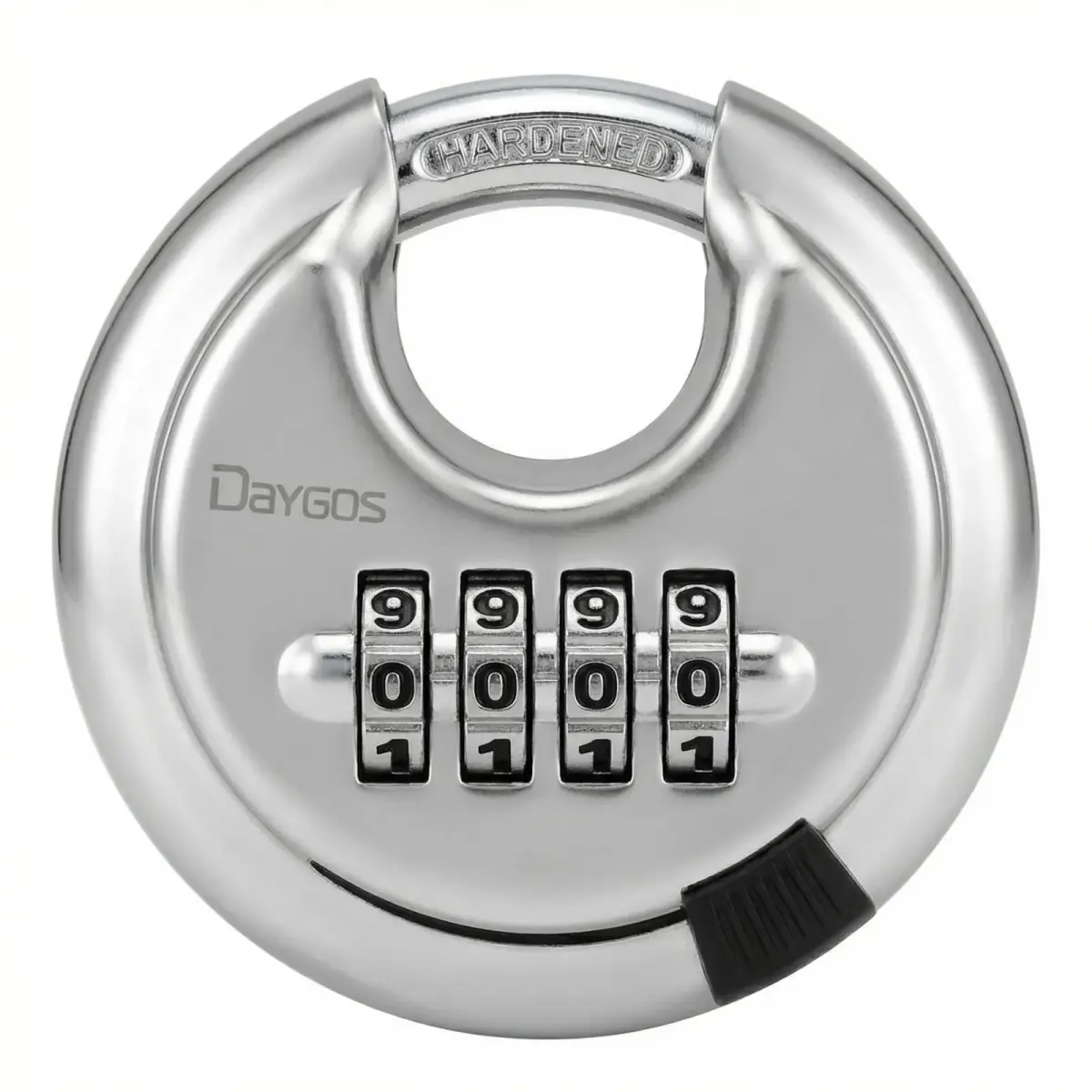 DAYGOS 4 Digit Combination Disc Padlock with Hardened Steel Shackle, 70mm Body, 10mm Shackle Diameter | Resettable Keyless Security for Sheds, Gates, Storage Units - main product image