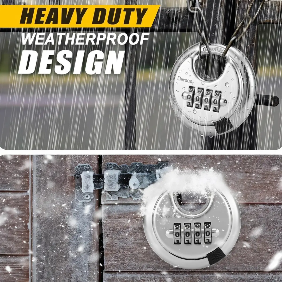 DAYGOS 4 Digit Combination Disc Padlock with Hardened Steel Shackle, 70mm Body, 10mm Shackle Diameter | Resettable Keyless Security for Sheds, Gates, Storage Units - view 4