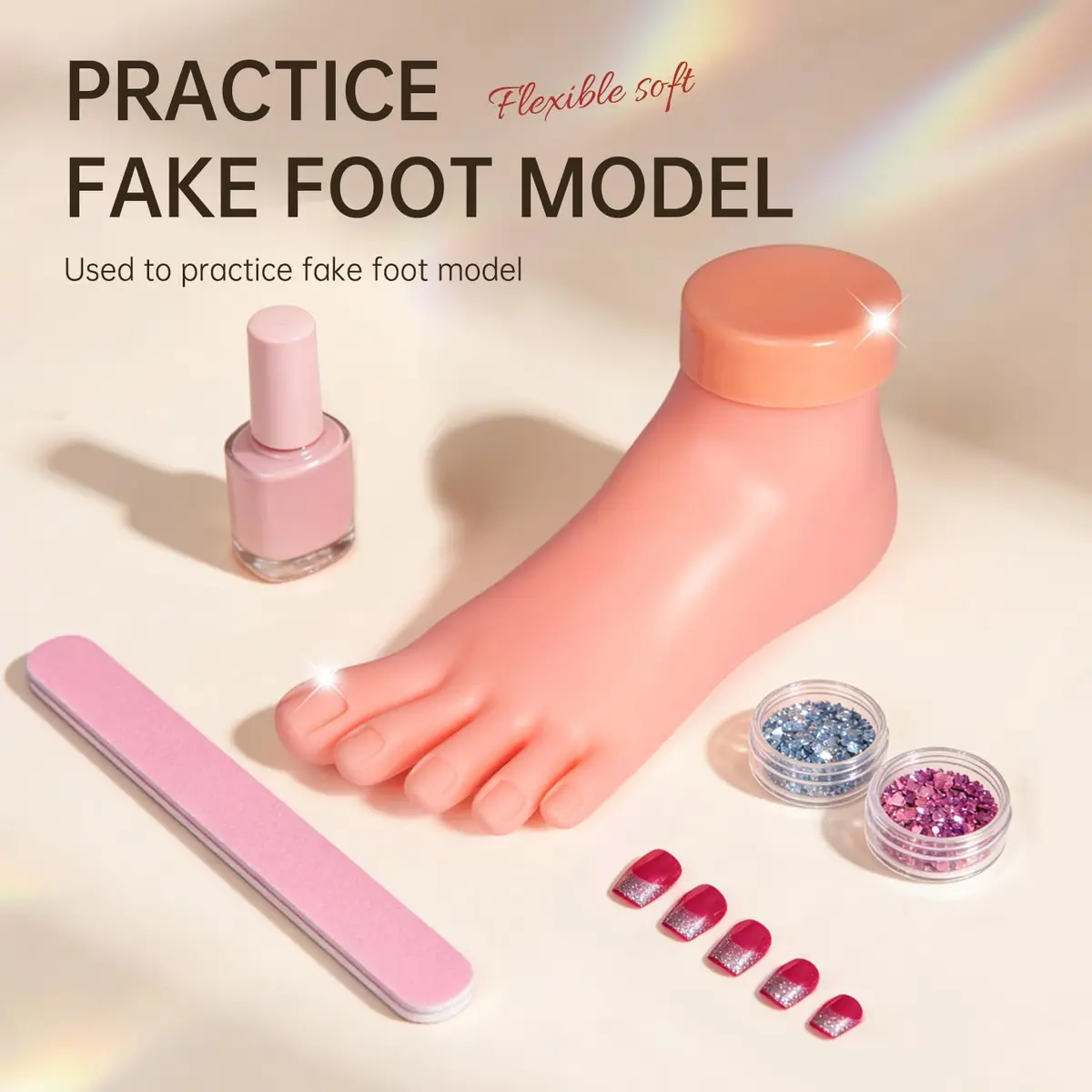 AORAEM Flexible Silicone Nail Training Foot Model | Practice Pedicure Mannequin with Movable Toes - view 5
