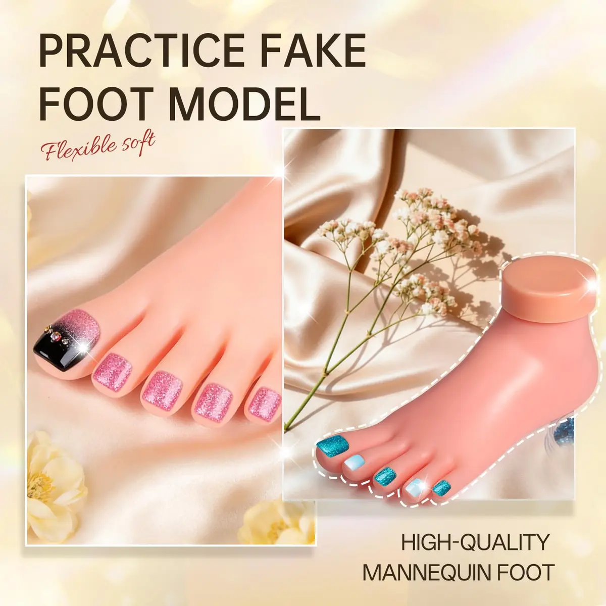 AORAEM Flexible Silicone Nail Training Foot Model | Practice Pedicure Mannequin with Movable Toes - view 7