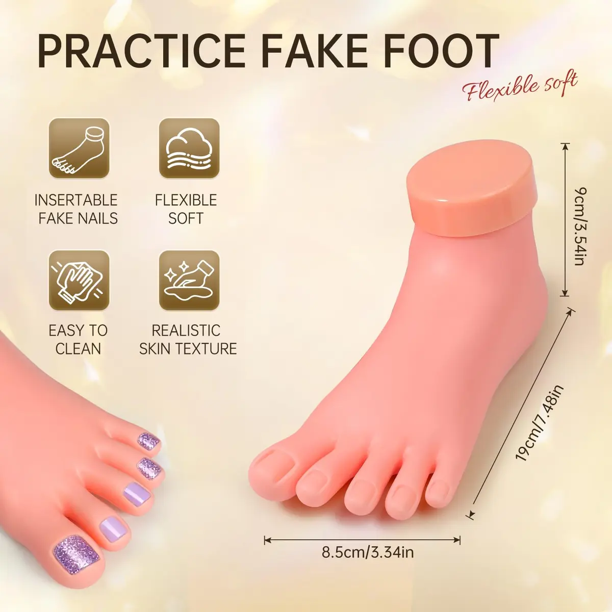 AORAEM Flexible Silicone Nail Training Foot Model | Practice Pedicure Mannequin with Movable Toes - view 2