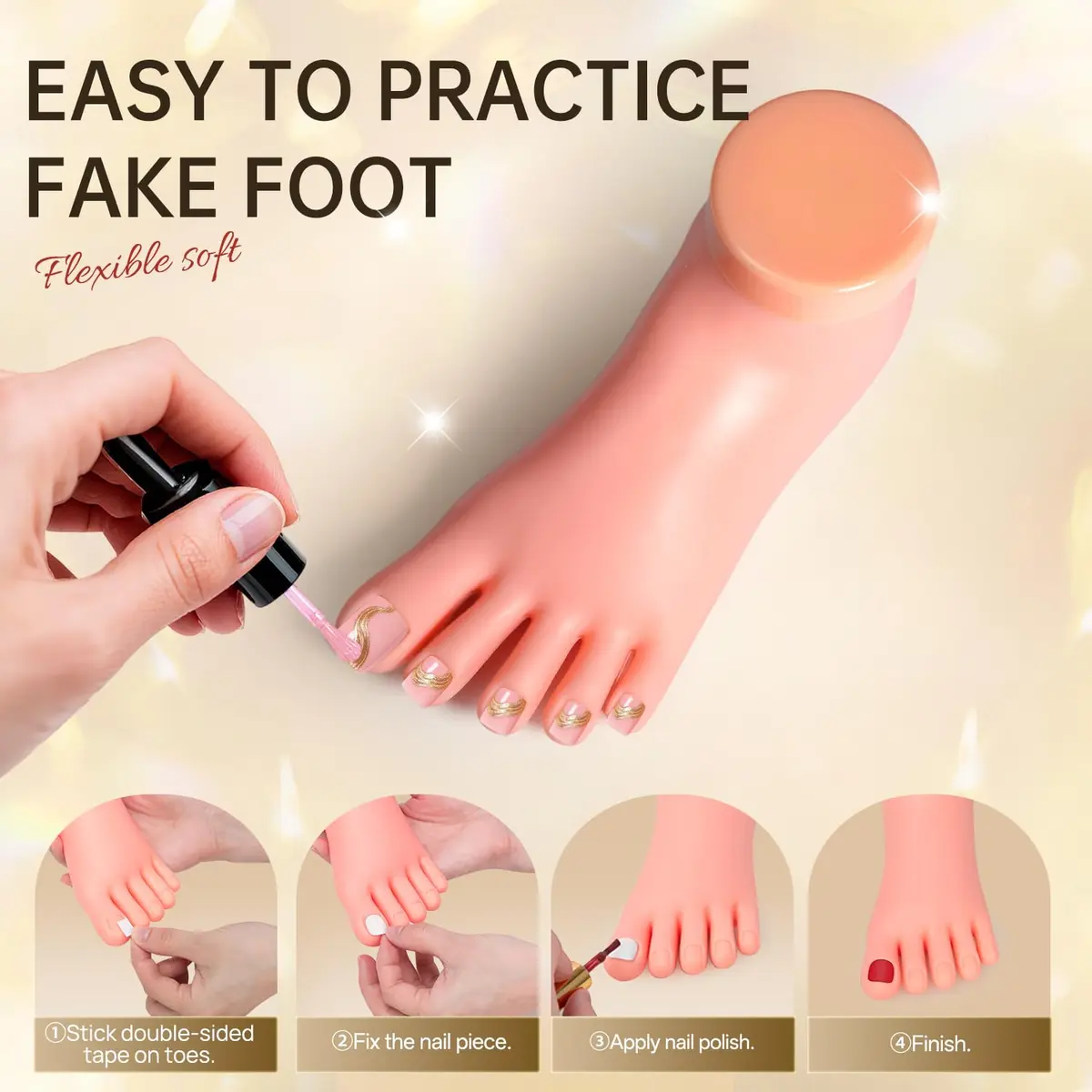 AORAEM Flexible Silicone Nail Training Foot Model | Practice Pedicure Mannequin with Movable Toes - view 4