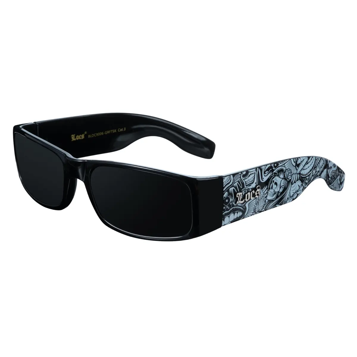 Locs Hardcore Black 0103 Sunglasses | UV400 Protection, Black Graffiti Frame - main product image
