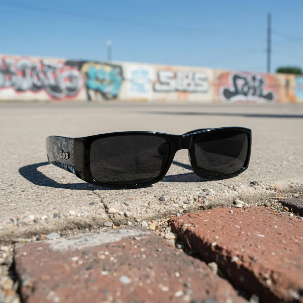 Locs Hardcore Black 0103 Sunglasses | UV400 Protection, Black Graffiti Frame - view 6