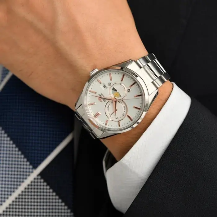 ORIENT Sun & Moon Automatic Watch, Mechanical, Contemporary, Men's, White, Silver | Sun & Moon Dial, Self-Winding - view 4