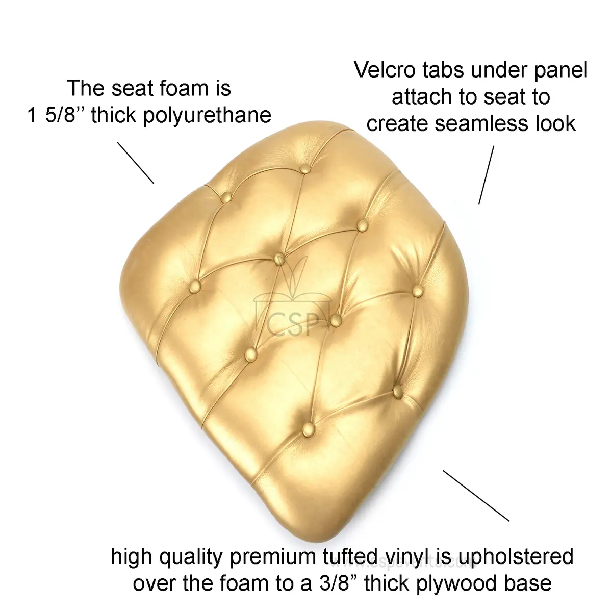 Commercial Seating Products Gold Tufted Vinyl Cushions Chairs, 4-Pack | Durable Indoor & Outdoor Seat Cushions - view 2