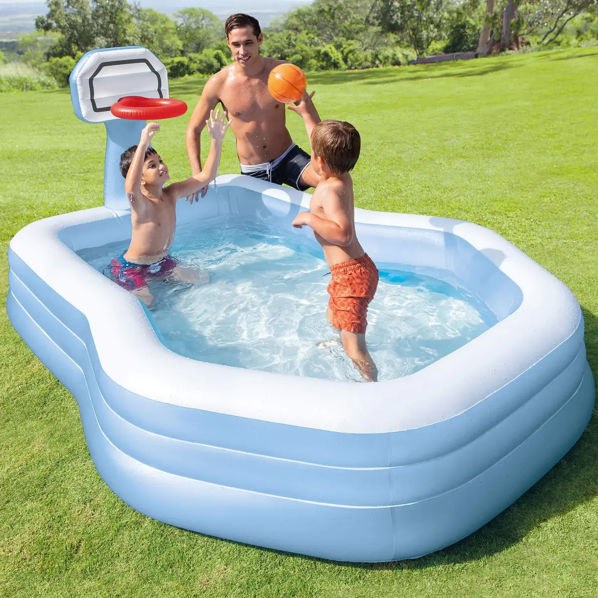 Intex Shootin' Hoops Inflatable Swim Center Family Pool 257cm x 188cm x 135cm | Fun Basketball Game for Ages 3+ - view 2