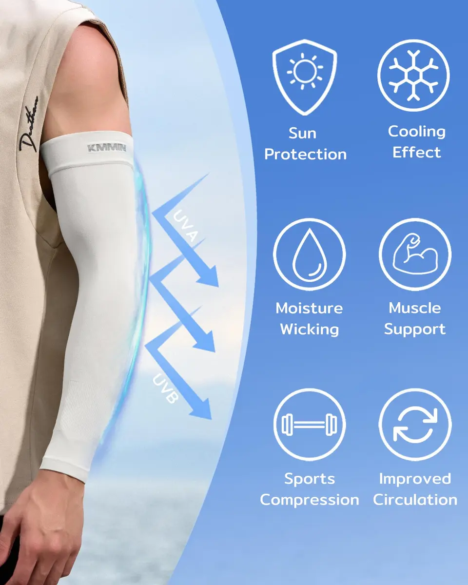 KMMIN Arm Sleeves UV Protection Sleeves for Men & Women | UPF 50 Sunblock, Cooling & Breathable (Middle) - view 2