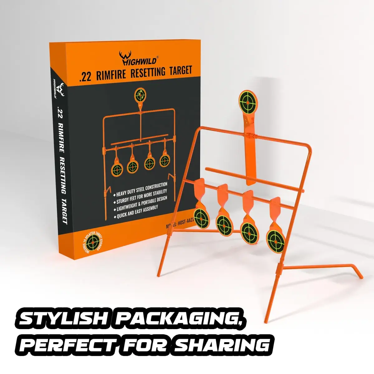 Highwild .22 Caliber Auto Resetting Steel Target with 2.5" Shooting Plates | Neon Orange - view 9