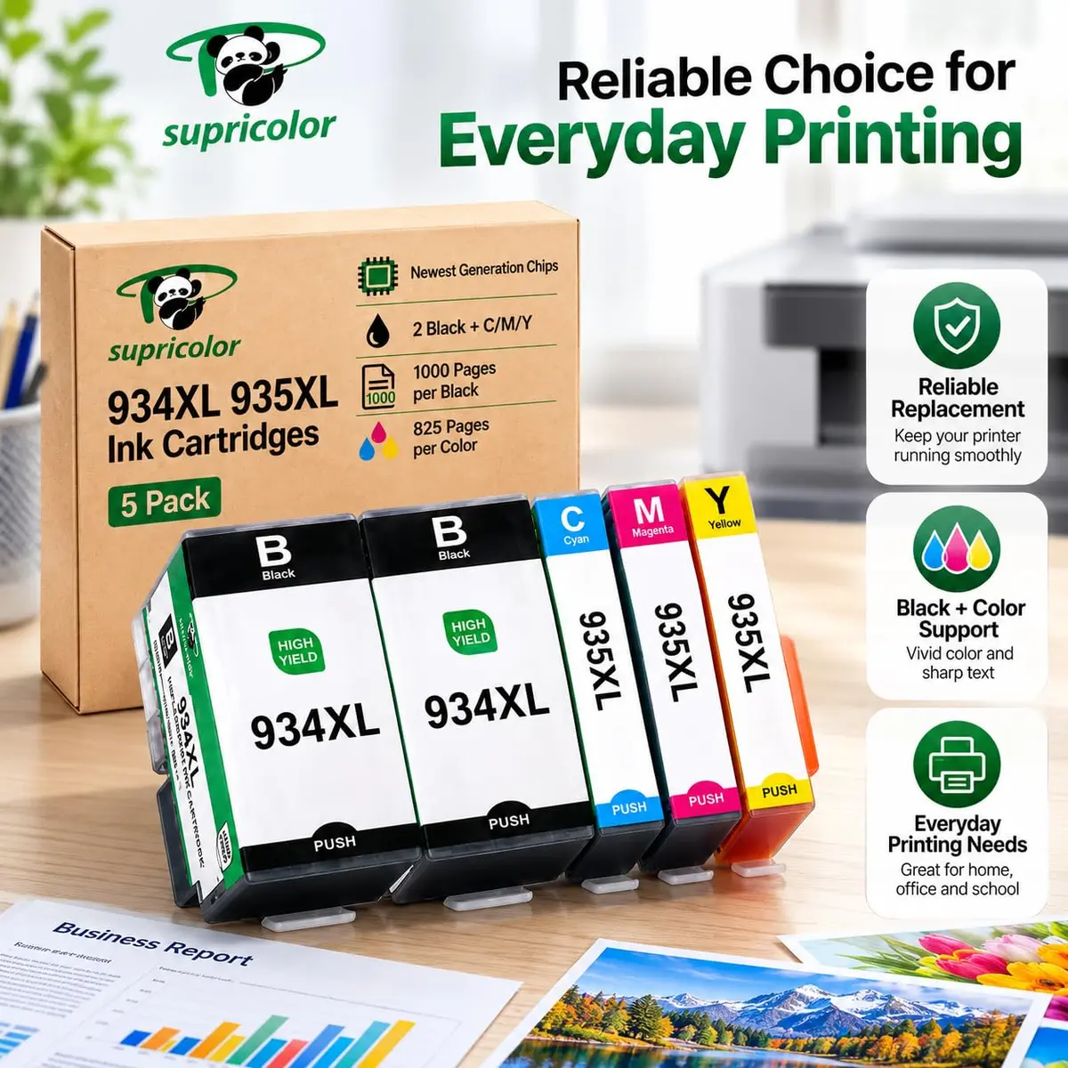 Supricolor 934XL 935XL Ink Cartridges 5 Pack (2 Black, 1 Cyan, 1 Magenta, 1 Yellow) | High Yield Replacement for HP OfficeJet Pro Printers - view 8