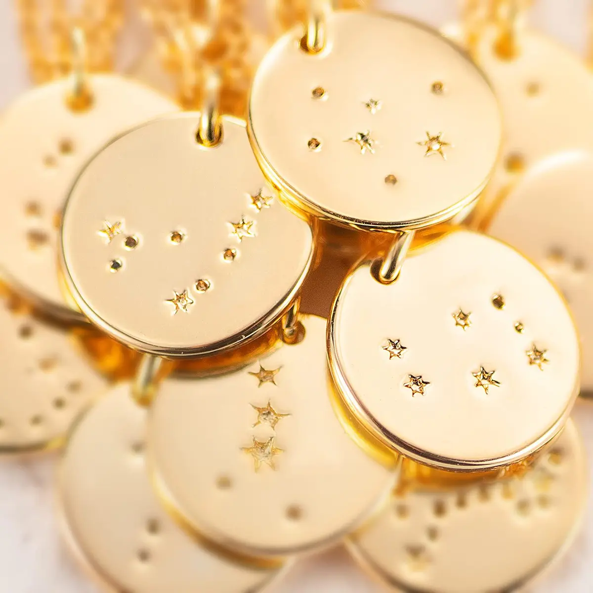 MEVECCO Cancer Engraved Zodiac Disc Necklace for Women | Adjustable 19-21" Gold Plated Brass Pendant - view 7