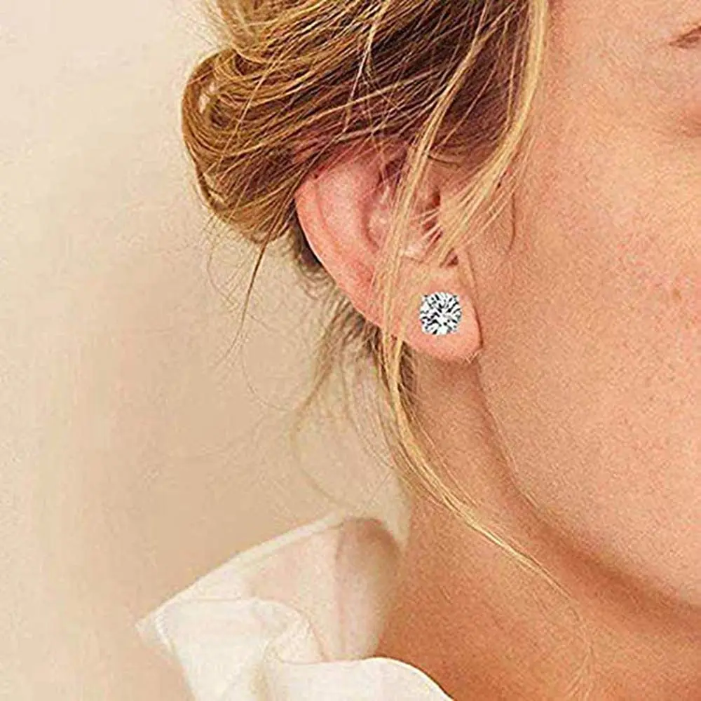 Comelyjewel 5 Pairs Stud Earrings Set 6mm | Hypoallergenic Stainless Steel CZ Studs - view 7