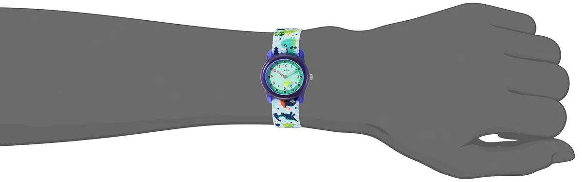 Timex Boys TW7C77300 Time Machines White/Dinosaurs Elastic Fabric Strap Watch | Water-Resistant 30m - view 4