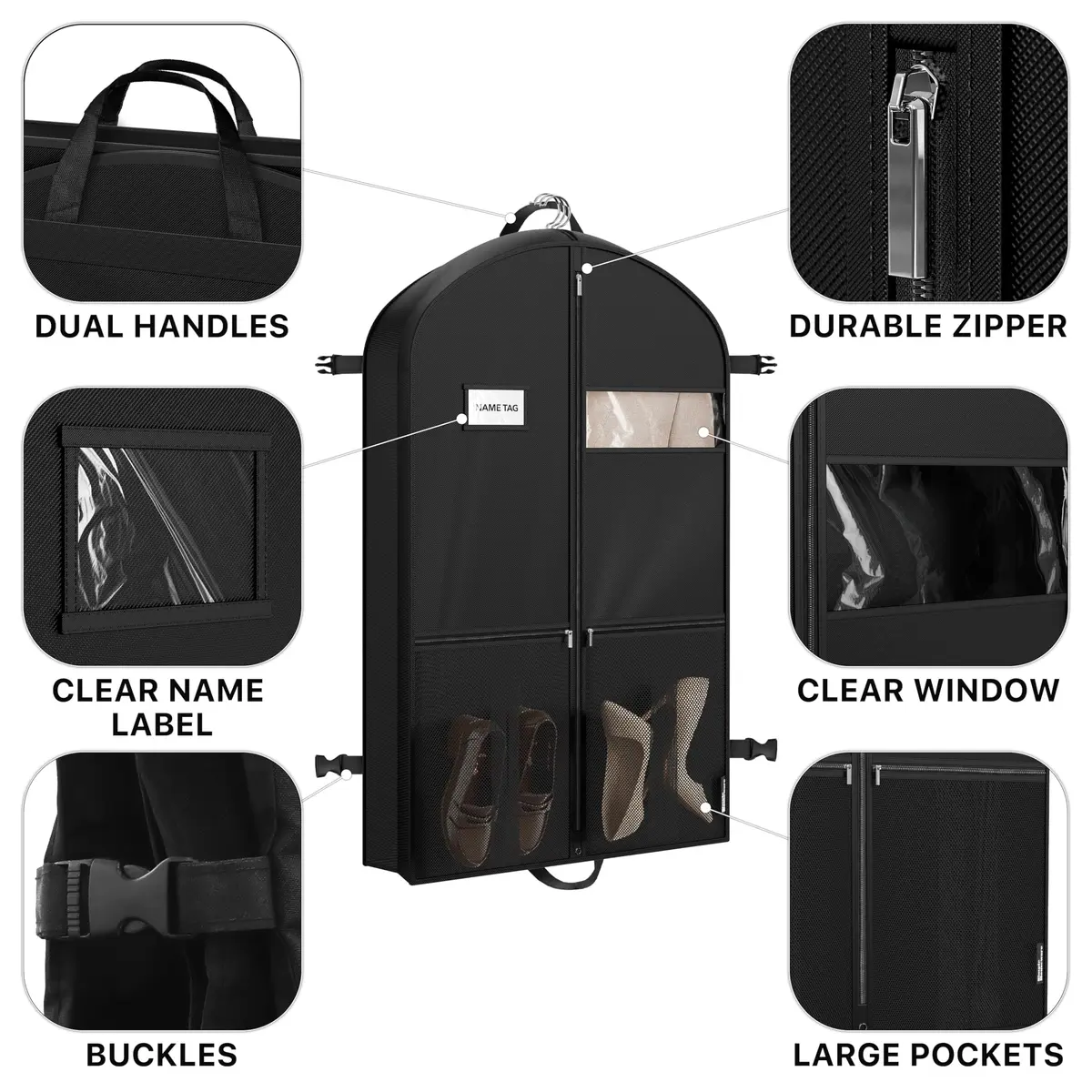 Simple Houseware 43" Travel Garment Bag with Pockets | Heavy Duty Suit Bag for Suits & Dresses - view 4