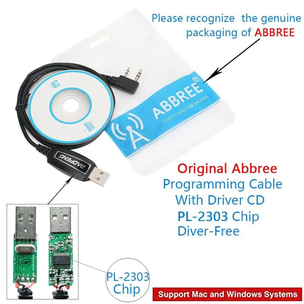 BAOFENG USB Programming Cable PL2303 Support Chirp Compatible UV-5R Mini, BF-F8HP, UV-5G Plus, GM-15Pro, UV-82, UV-5R, GM21, T18 Quansheng, Driver - view 2