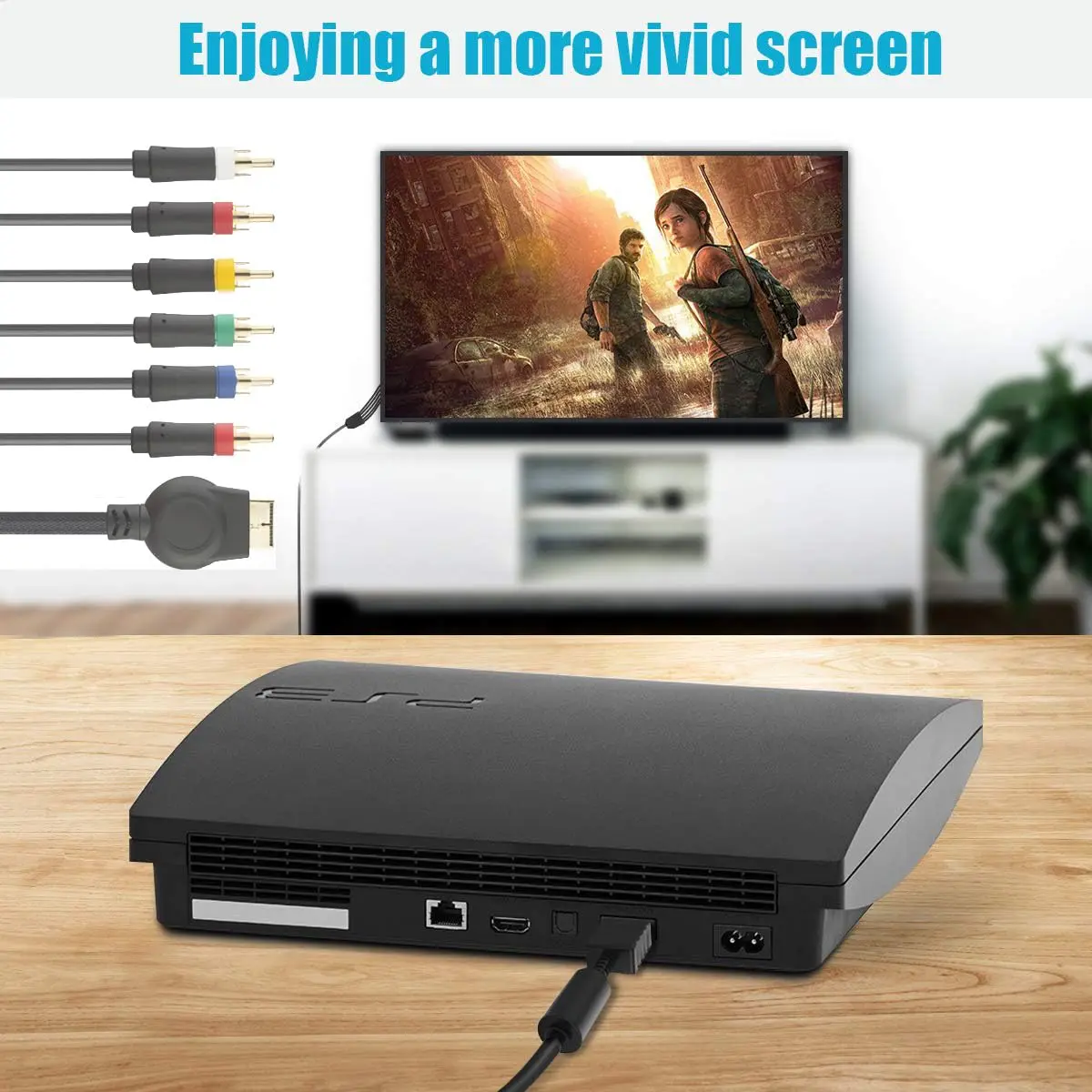 TENINYU PS3 Component AV Cable 6 ft (1.83 m) | High Resolution HDTV Multi Out RCA Audio Video Cable for PS2/PS3/PS3 Slim - view 5