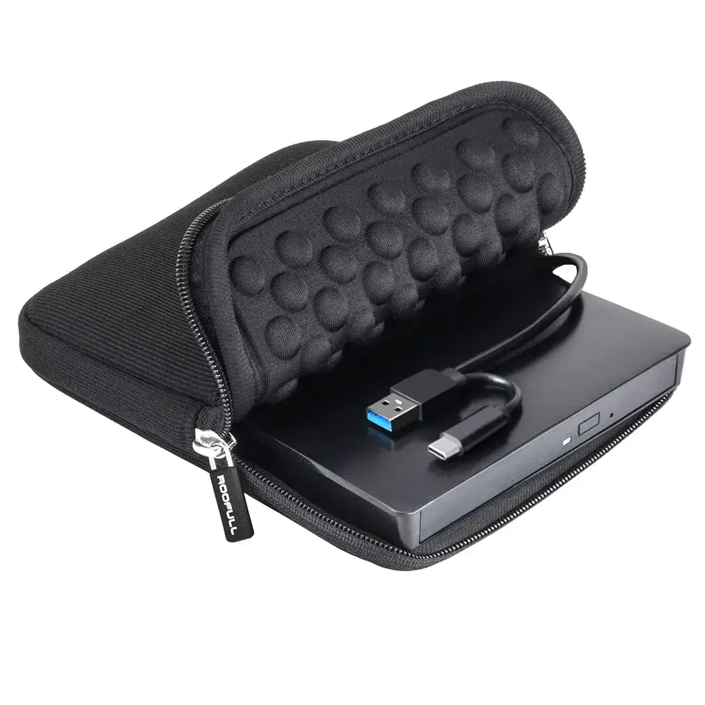 ROOFULL External CD DVD Drive with Case, USB 3.0 Type-C, 15.6cm (5.5in) | Reads & Writes CDs/DVDs - main product image