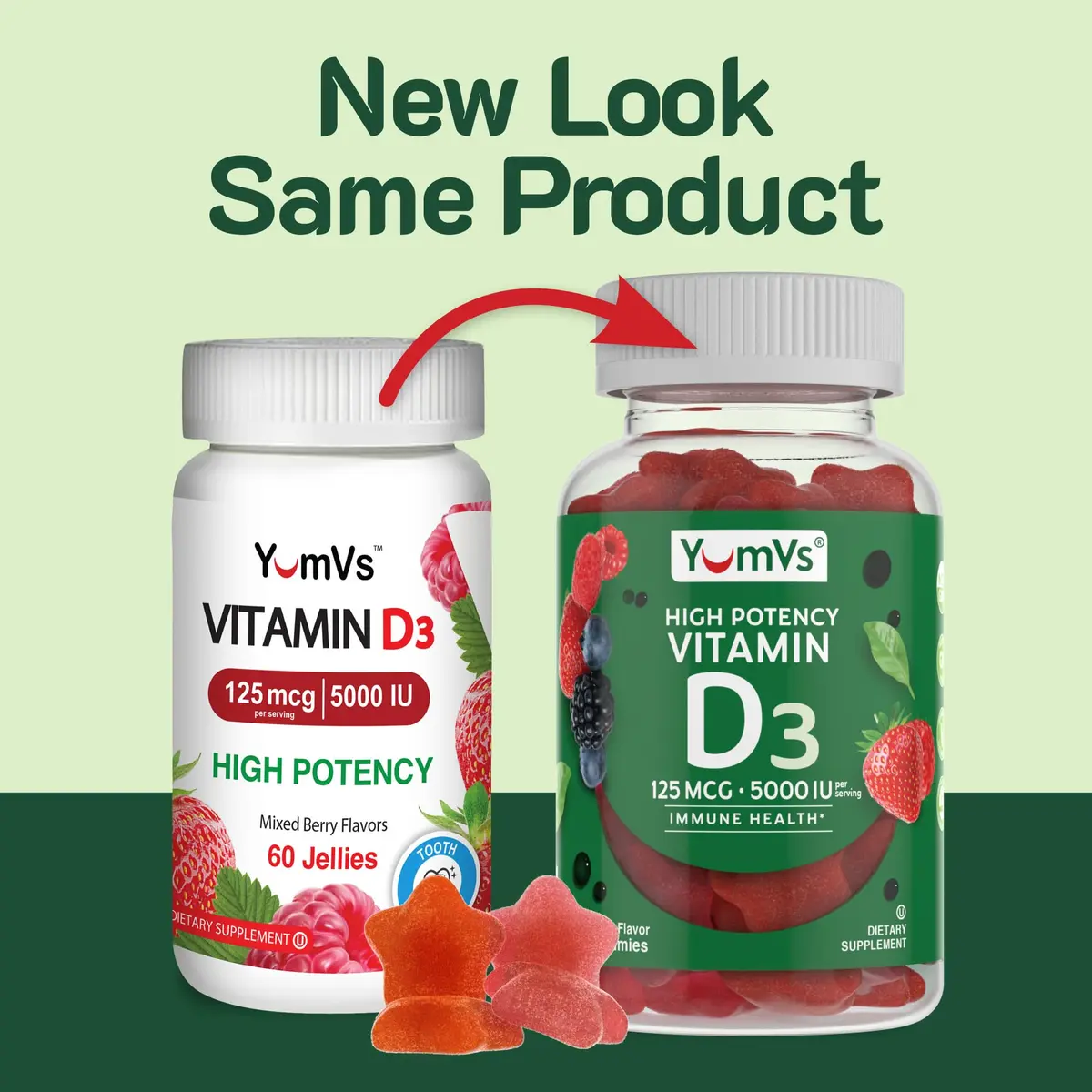 YUM-V'S Vitamin D3 Gummies 120 Count | 5000 IU Berry Vegetarian Supplement with Immune & Bone Support - view 8