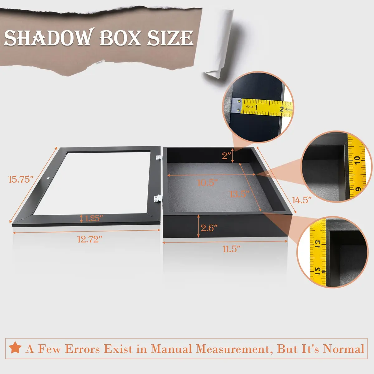 Golden State Art 11x14 Black Shadow Box Frame 2-inch Depth | Wall Display for Photos & Mementos - view 3