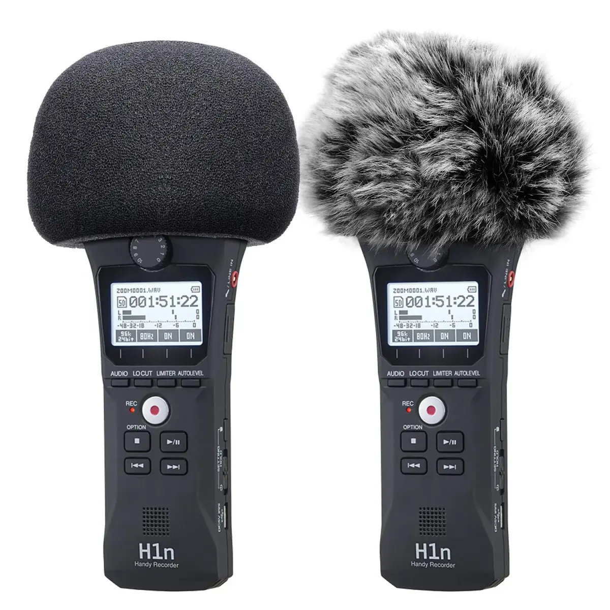 ChromLives Microphone Windscreen Combo Pack: Furry Muff + Foam Cover for Zoom H1/H1n Recorders | 2-Piece Set - view 2
