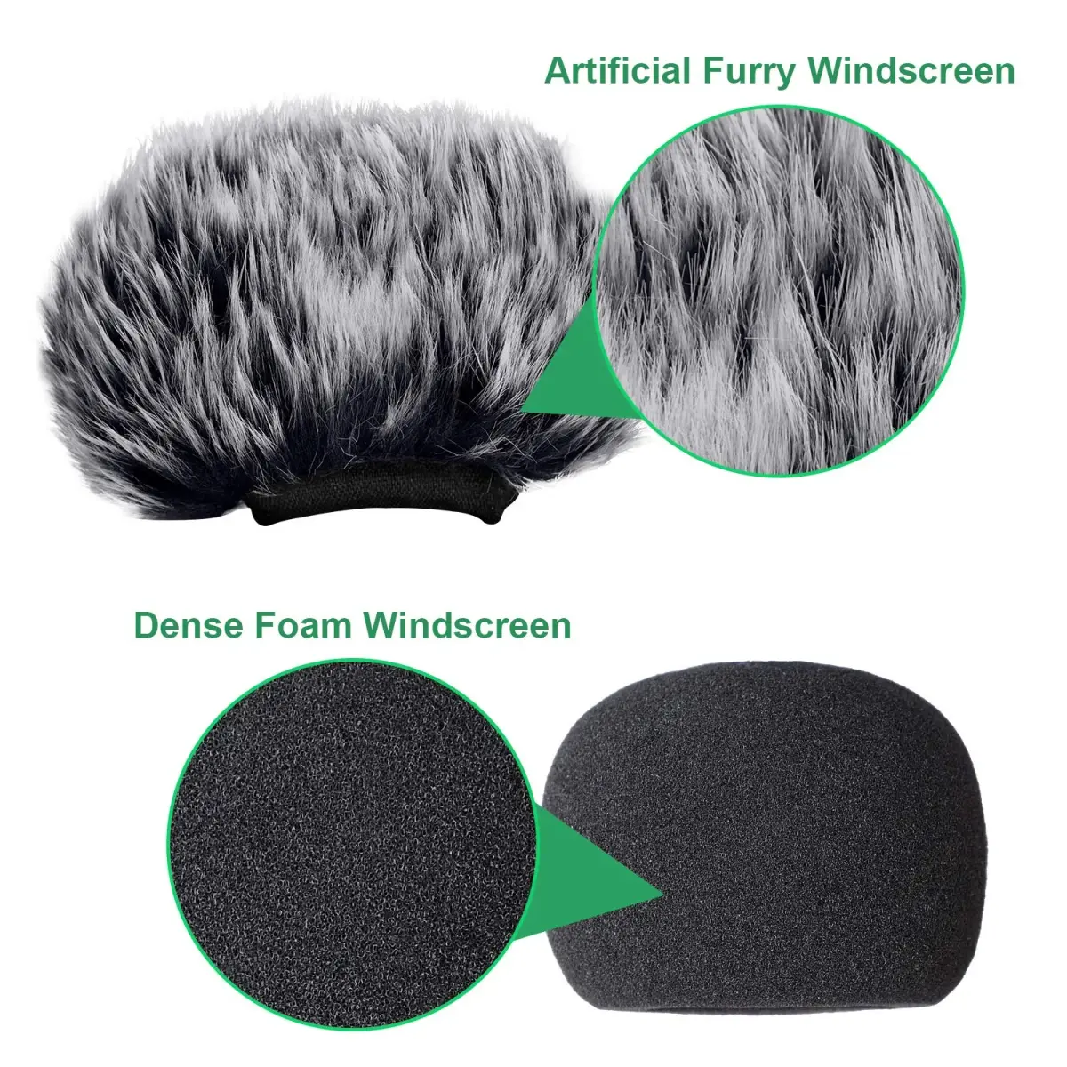 ChromLives Microphone Windscreen Combo Pack: Furry Muff + Foam Cover for Zoom H1/H1n Recorders | 2-Piece Set - view 3