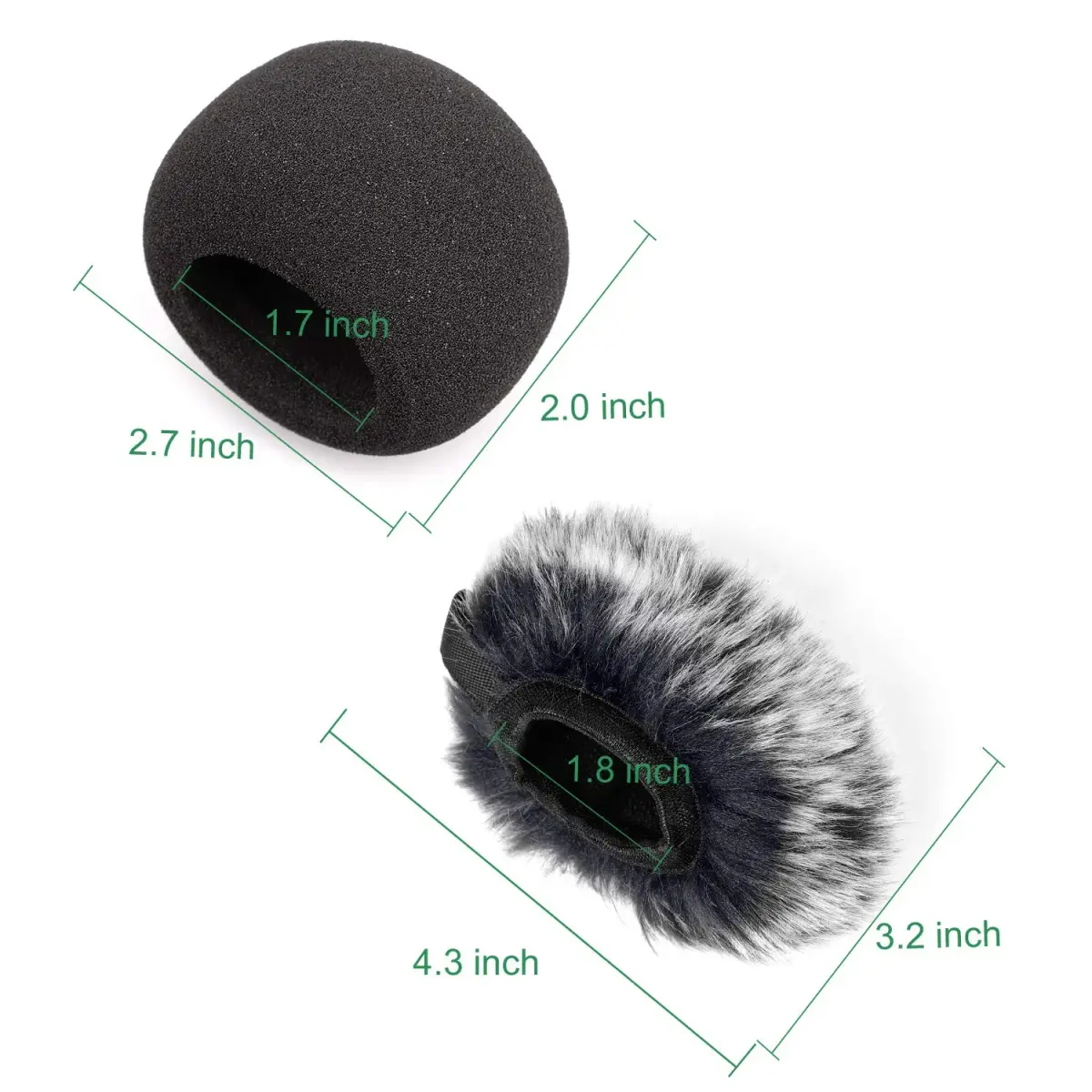 ChromLives Microphone Windscreen Combo Pack: Furry Muff + Foam Cover for Zoom H1/H1n Recorders | 2-Piece Set - view 4