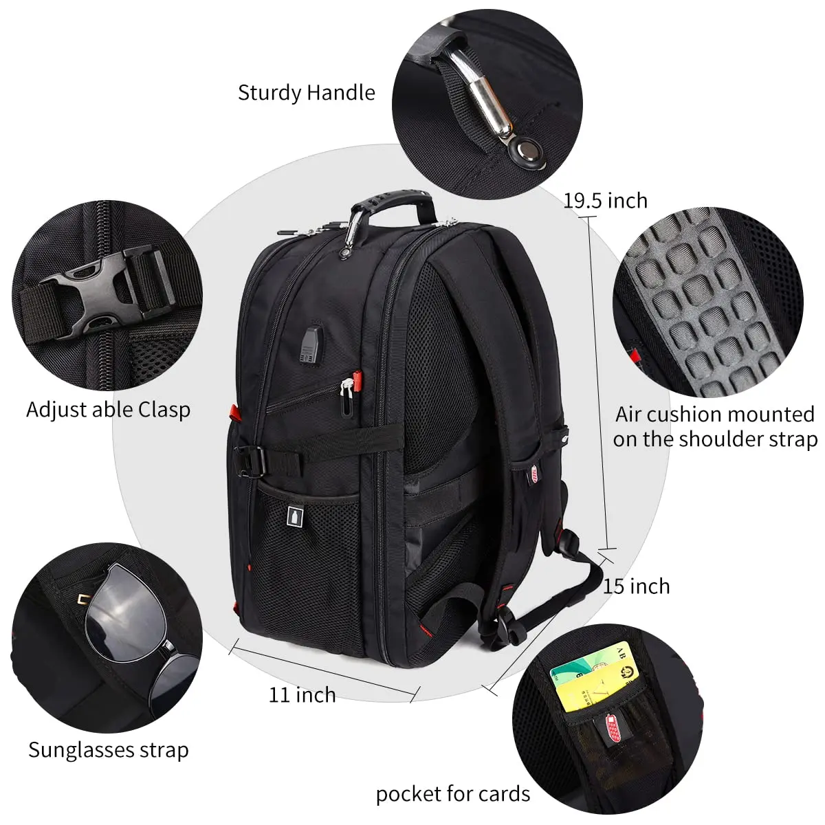 SHRRADOO Extra Large Travel Laptop Backpack for Men, Work College Backpacks | 50L Capacity, Fits 17 Inch Laptops - view 4
