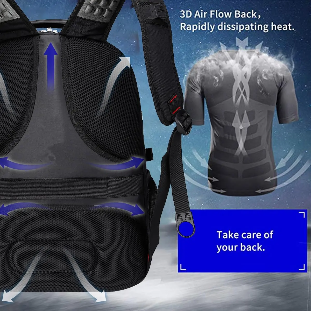 SHRRADOO Extra Large Travel Laptop Backpack for Men, Work College Backpacks | 50L Capacity, Fits 17 Inch Laptops - view 5