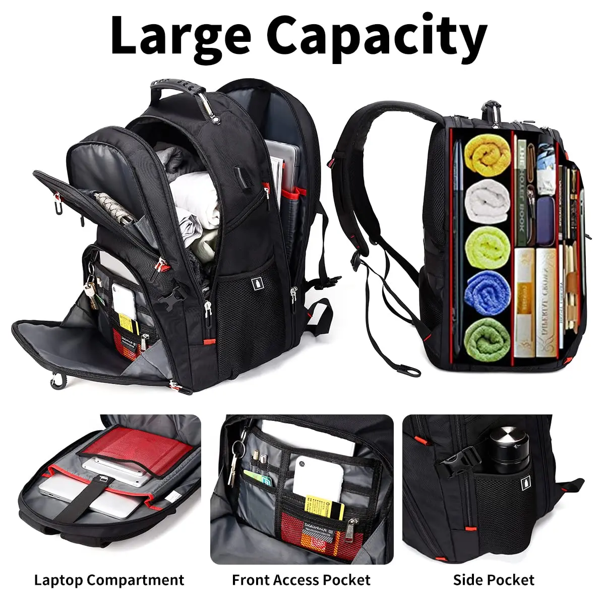 SHRRADOO Extra Large Travel Laptop Backpack for Men, Work College Backpacks | 50L Capacity, Fits 17 Inch Laptops - view 3