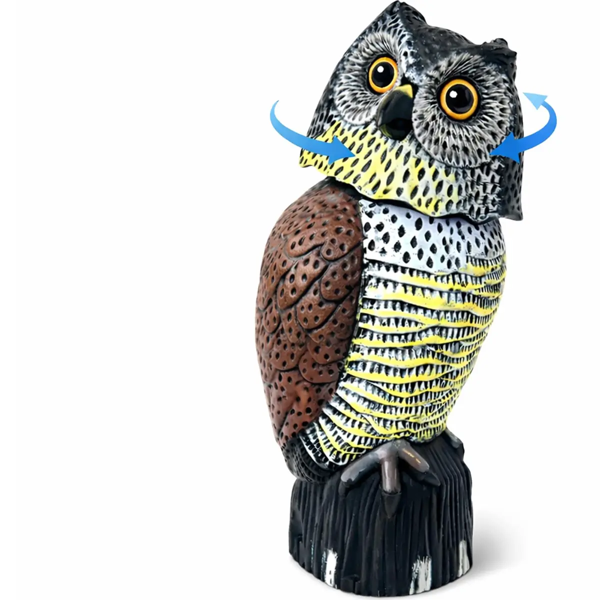 GiftExpress 16" Large Owl Decoy with Rotating Head | Realistic Garden Bird & Squirrel Deterrent for Outdoor Yard & Garden Protection - main product image